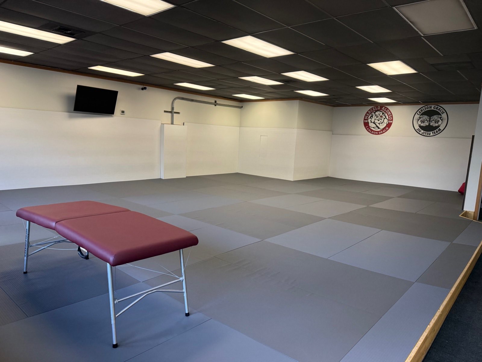 A Brazilian Jiu-Jitsu training floor at a partner gym